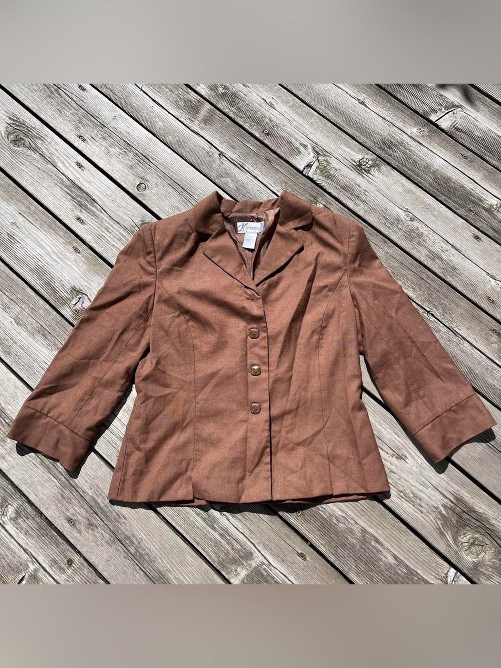 Dressbarn brown 3/4 sleeve blazer jacket